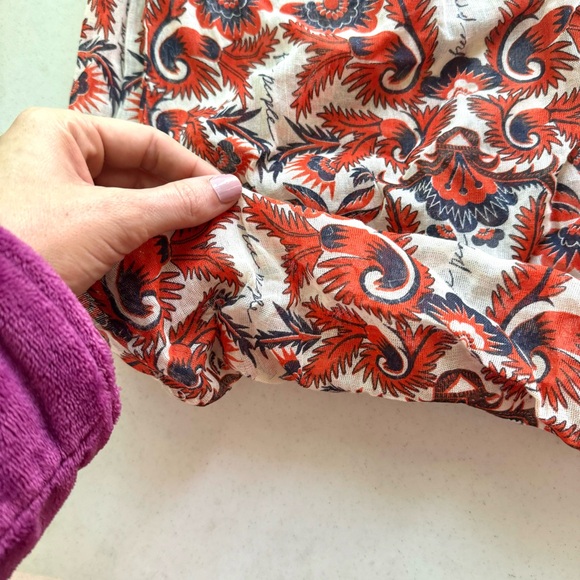 Free People Floral Printed Woven Tote Bag Bundle Orange & Cream 2 Pack - Picture 5 of 9